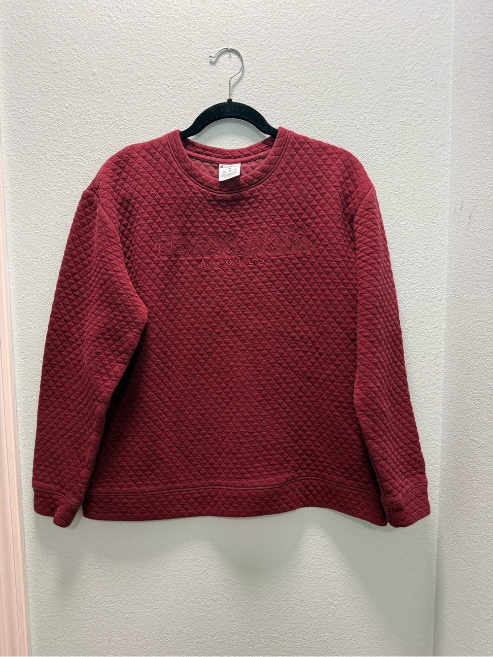 TEXAS A&M Champion Quilted Pullover in Burgundy Size M